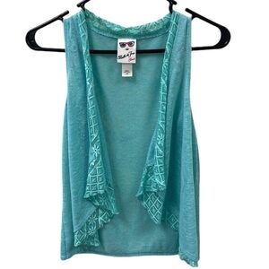 Belle DU TOUR  SIZE LARGE GIRLS AQUA SLEEVELESS OVER COVER TOP